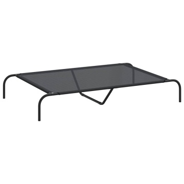 Pat înălțat pentru câini negru 130x80x20 cm Textilenă și oțel - Img 2