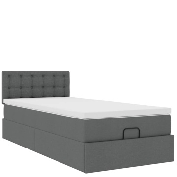 Pat otoman cu saltea țesătură gri închis 90x200 cm - Img 5