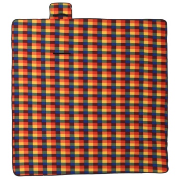 Pătură picnic pliabilă, carouri multicolor, 200x200 cm catifea - Img 2