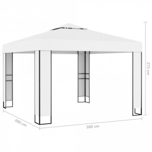 Pavilion cu acoperiș dublu, alb, 3 x 3 m - Img 5