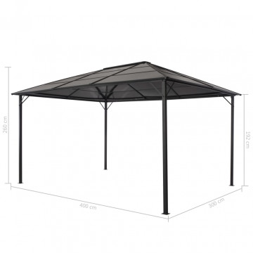 Pavilion cu acoperiș, negru, 4 x 3 x 2,6 m, aluminiu - Img 5