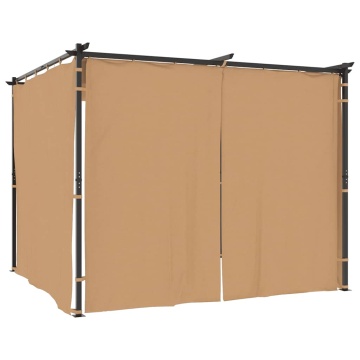 Pavilion cu draperii, gri taupe, 3 x 3 m, oțel - Img 2