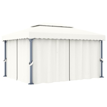 Pavilion cu perdea, alb crem, 4 x 3 m, aluminiu - Img 1