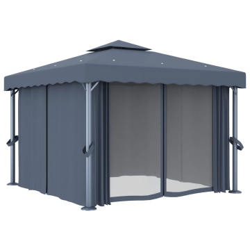 Pavilion cu perdea, antracit, 3 x 3 m, aluminiu - Img 2