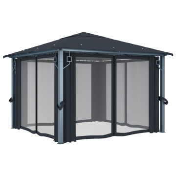 Pavilion cu perdele, antracit, 300 x 300 cm, aluminiu - Img 4
