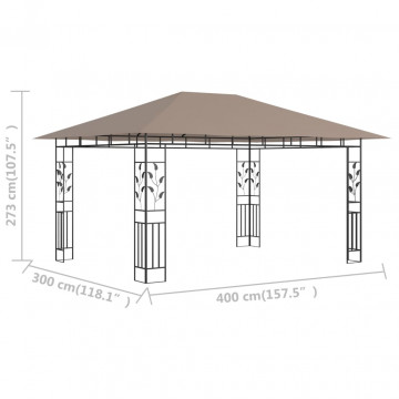 Pavilion cu plasă anti-țânțari, gri taupe, 4x3x2,73 m, 180 g/m² - Img 4