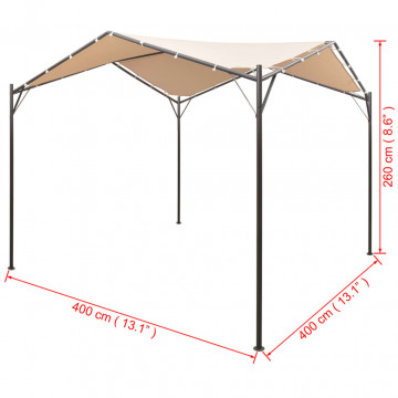 Pavilion foișor cort cu baldachin, 4x4 m, oțel, bej - Img 6