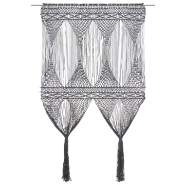 Perdea macrame, antracit, 140 x 240 cm, bumbac - Img 1