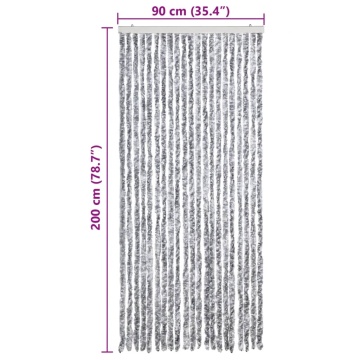Perdea pentru insecte, alb și gri, 90 x 200 cm, chenille - Img 6