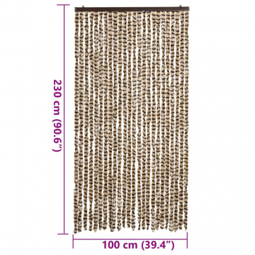 Perdea pentru insecte, bej și maro, 100x230 cm, chenille - Img 7