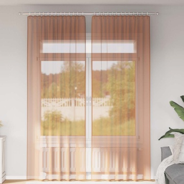 Perdele Voile cu Bucle 2 buc Terracota 140x260 cm - Img 1