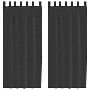 Perdele Voile cu buzunare pentru bare 2 buc Negru - Img 2