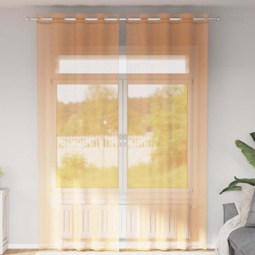 Perdele Voile cu Oeli 2 buc Portocaliu 140x260 cm - Img 1