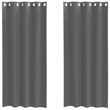 Perdele Voile cu Oelii 2 buc Gri Inchis 140x245 cm - Img 2