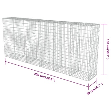Perete gabion cu capace, 300 x 50 x 150 cm, oțel galvanizat - Img 5