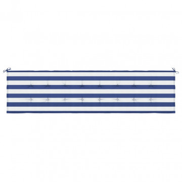Pernă bancă de grădină, dungi albastru/alb, 200x50x3 cm, textil - Img 4