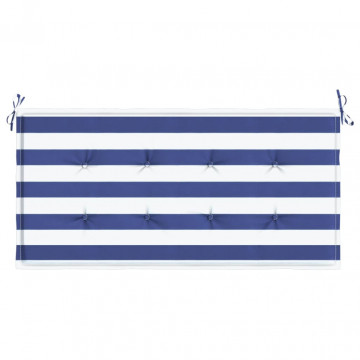 Pernă de bancă dungi albastre și albe 100x50x3 cm textil oxford - Img 4