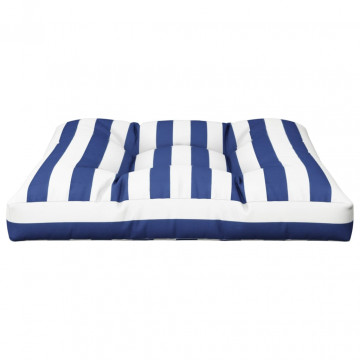 Pernă de paleți, albastru/alb, 70x70x12 cm, textil, dungi - Img 8
