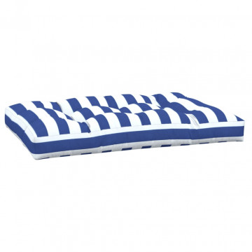 Pernă de paleți, dungi albastru/alb, 120x80x12 cm, textil - Img 4