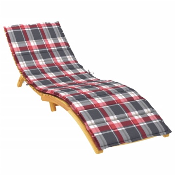 Pernă de șezlong, roșu carouri, 200x70x3 cm, textil oxford - Img 3