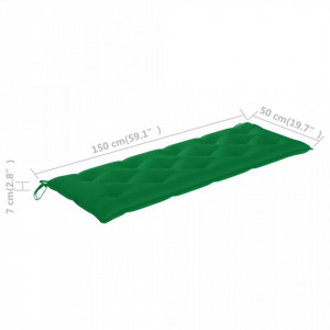 Pernă pentru bancă de grădină, verde, 150x50x7 cm, textil - Img 5