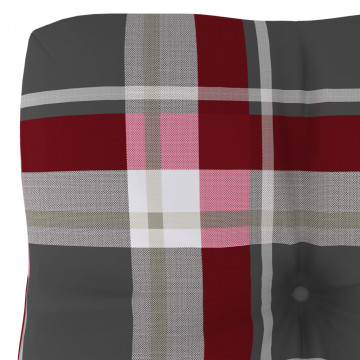 Pernă pentru canapea din paleți, roșu carouri, 60 x 40 x 10 cm - Img 3