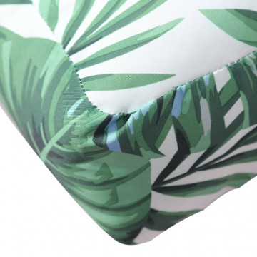 Pernă pentru paleți, imprimeu frunze, 80x80x12 cm, textil - Img 6