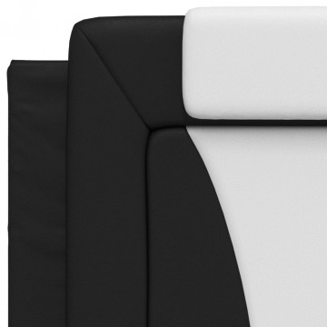 Pernă pentru tăblie pat, negru și alb, 90 cm, piele artificială - Img 7