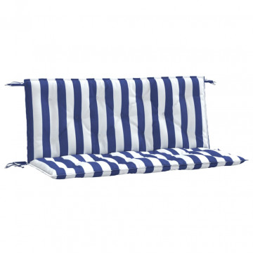 Perne bancă grădină, 2 buc., albastru&alb, 120x50x7 cm, textil - Img 2