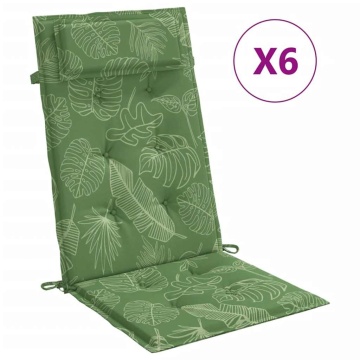 Perne de scaun spătar înalt, 6 buc, model frunze, textil Oxford - Img 2