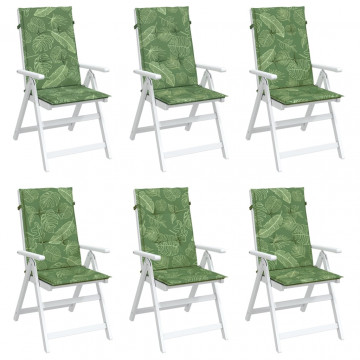 Perne de scaun spătar înalt, 6 buc., model frunze, textil - Img 3
