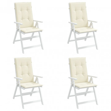 Perne scaun cu spătar înalt, 4 buc., crem, 120x50x3 cm, textil - Img 3