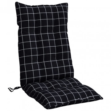 Perne scaun cu spătar înalt, 4 buc. negru carouri textil oxford - Img 4