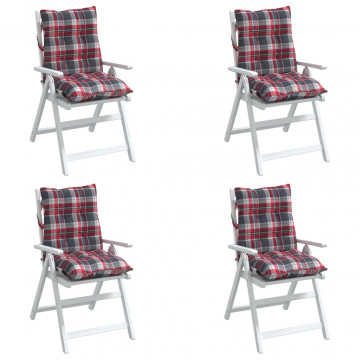 Perne scaun cu spătar mic, 4 buc., roșu carouri, textil oxford - Img 3
