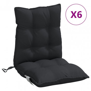 Perne scaun cu spătar mic, 6 buc., negru, textil oxford - Img 2