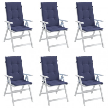 Perne scaune cu spătar înalt, 6 buc., bleumarin, textil - Img 4