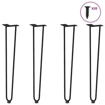 Picioare de masă în ac de păr 4 buc Negru 72 cm Oțel masiv - Img 1