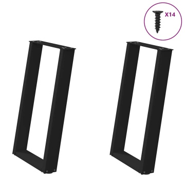 Picioare pentru masă în formă U 2 buc Negru 60x(72-73) cm Oțel - Img 1