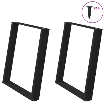 Picioare pentru masă în formă U 2 buc Negru 70x(72-73) cm Oțel - Img 1