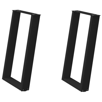 Picioare pentru masă în formă U 2 buc Negru 70x(72-73) cm Oțel - Img 2