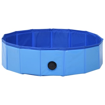 Piscină pentru câini pliabilă, albastru, 80 x 20 cm, PVC - Img 4