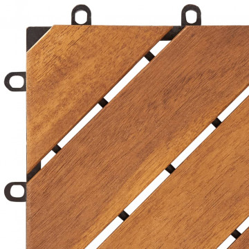 Plăci pardoseală, 20 buc., maro, 30x30 cm, lemn masiv de acacia - Img 6