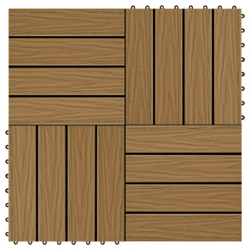 Plăci podea în relief, WPC, 11 buc., 30x30 cm 1 mp, culoare tec - Img 1