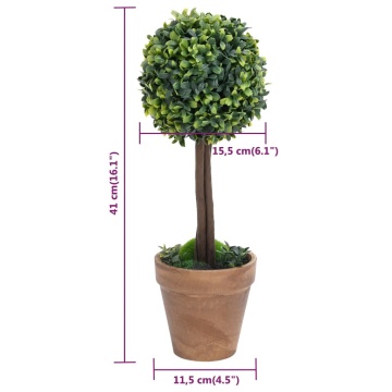 Plante artificiale cimișir cu ghiveci, 2 buc. verde 41 cm minge - Img 5