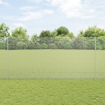 Plasă de Sârmă Sudată cu 10 Stâlpi U Argintie 1.6x10 m Oțel - Img 1