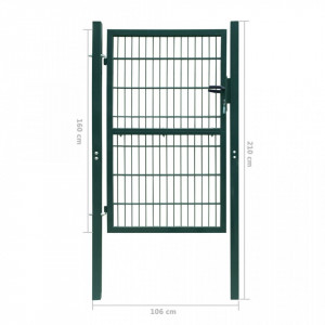 Poartă 2D pentru gard (simplă) 106 x 210 cm, verde - Img 8