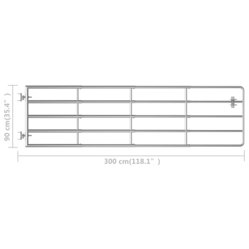 Poartă de câmp cu 5 bare, argintiu, (115-300) x 90 cm, oțel - Img 5