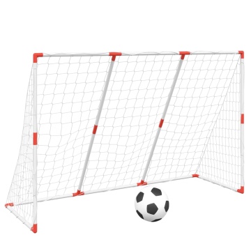 Poartă de fotbal pentru copii cu mingi 2-în-1 alb 184x64x124 cm - Img 2