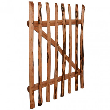 Poartă de gard simplă, lemn de alun tratat, 100x120 cm - Img 3