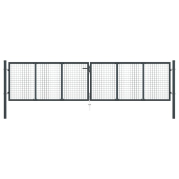 Poartă de grădină din plasă, gri, 400 x 125 cm, oțel galvanizat - Img 1